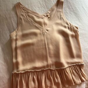 Rebecca Taylor Gold Ruffled Crop Tank Top